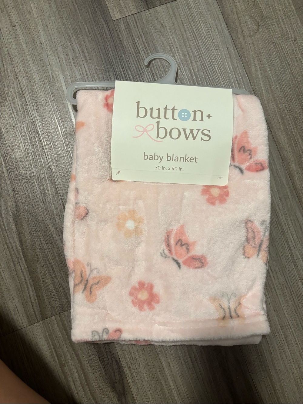 Pink Floral & Butterfly Baby Blanket